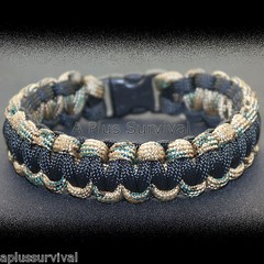 Multi Camo & Black Paracord Survival Bracelet 9 Feet 7 Strand 550 LB
