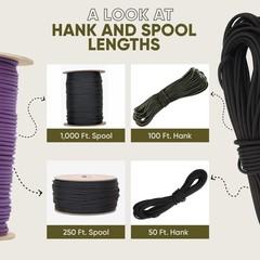 | Type III 550 Paracord – 250 FT Spool, Coyote Brown | Heavy Duty 7 Strand Ta…