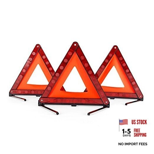 DEDC Warning Triangle, Foldable Safety Triangle, Triple Warning Kit, 3 Pack