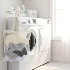 2 Pcs Hanging Laundry Bag Small Mesh for Washing Medium, White