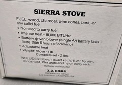 Vintage Sierra Stove solid fuel Camp Camping Backpacking stove ZZ Corp NIB