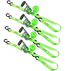 1in x 14ft Ratchet Straps with Ergonomic Aluminium Alloy Handle and Coated 4PK