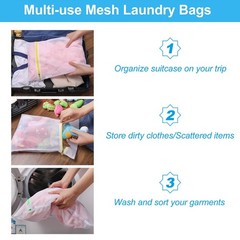 GOGOODA Mesh Laundry 1*XXL Bag+2*Large Bag+2*Medium Bag+2*Bra Bag, White
