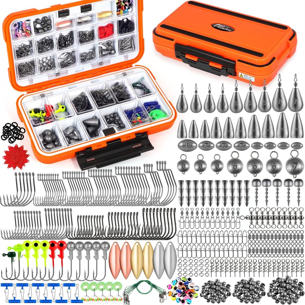 PLUSINNO Fishing Gear Accessories 7.9″ x 4.3″ x 2″, 449PCS Tackle Kit