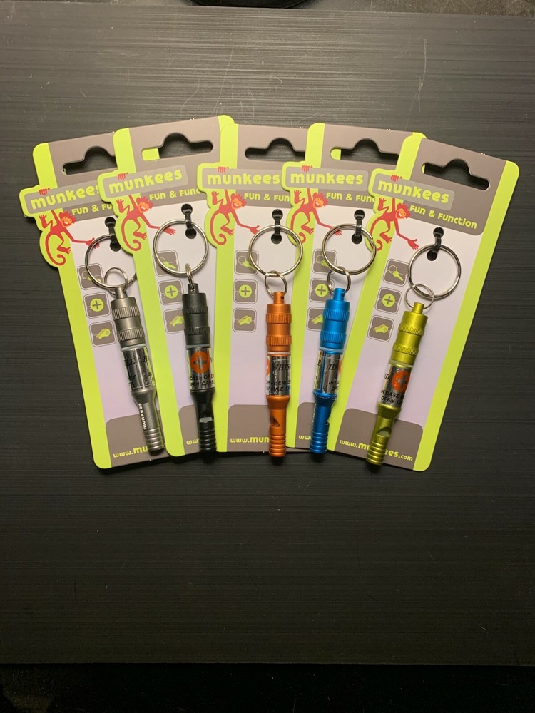 Munkees Aluminum Keychain Emergency Whistle Assorted Colors – 3385