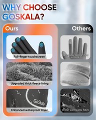 GoSkala Winter Gloves for Women Men, Waterproof and Warm, X-Large, Black