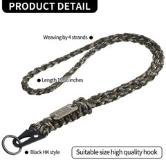 Paracord Lanyard Necklace 2 Pack Heavy Duty 550 Braided Keychain Strap Outdoor S