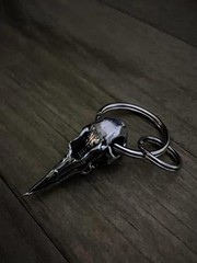 Raven Skull Keychain – Pewter Keychain for Bikers – Made in The USA