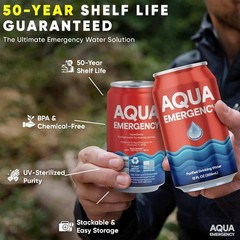 Drinking Canned Water- (24 Cans) 12 Fl Oz (50 Years) Shelf Life for Everyday Hyd