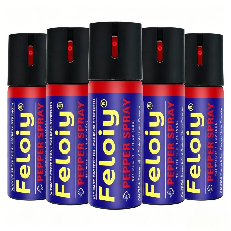 5 Bottles Feloiy Pepper Spray 2oz Flip Top Self Defense Security Protection