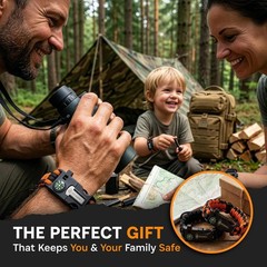 Paracord Bracelet Survival Kit Compass Whistle Fire Starter Camping Gear