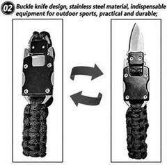 2-Pack Tactical Bracelet Paracord Knife EDC Self Defense Outdoor Survival Gear