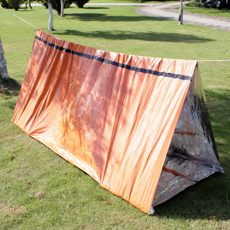 2 Person Emergency Life Tent Outdoor Survival Shelter Tube Tent Blanket Rope