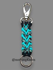 Paracord Belt Loop Keychain Teal and Camo on Silver Swivel Snap Hook