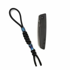 Dual Blue Titanium Beads w/ 550 Paracord Knife Lanyard EDC Zipper Pull