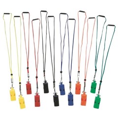 Loud Pealess Whistles with Breakaway Lanyards – 12 Pack, 6 Colors, ABS Plastic
