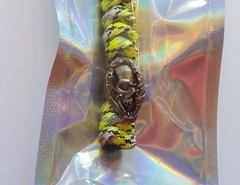 Knife Lanyard 550 Paracord Marvel Venom Half Skull UV Reactive Yellow Grey Black