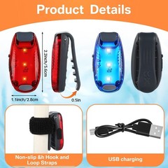 16 Pcs Waterproof LED Kayak Lights – USB Rechargeable Red & Blue Strobe + 8 Whis