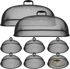 Hicarer 8pc Metal Mesh Food Cover Set-Extra Large 18.5″ & 11″ Dome Picnic Covers