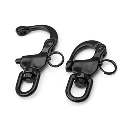 2 PCS Black Snap Shackle 316 Stainless Steel Swivel Eye Quick Release Hook