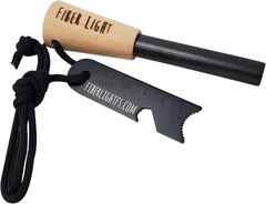 Fiber Light 4.5″ Large Ferro Rod Fire Starter with Wood Handle Paracord Lanyard