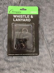Champion Sports BP601 Whistle with Black Lanyard