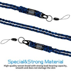Thin Blue Line Paracord Keychain Neck Lanyard for Keys with Cool USA Flag Men