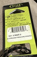 Bison Design S3 Paracord Survival Bracelet * 8-12ft Hand Braided *Tan/Black *NEW