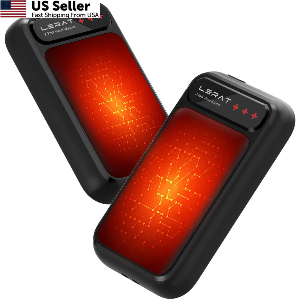 Lerat Hand Warmers Rechargeable 2 Pack, Electric Warmers, 3.26″, Black