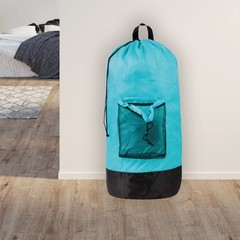 Turquoise Laundry Backpack with Mesh Pocket, Adjustable Large,