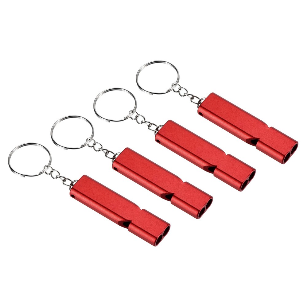 4Pcs Emergency Survival Whistle, Double Tubes Whistles Super Loud, Red