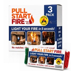 Pull Start Fire Starter, String, No Matches, Lights Wet 3 Count, White