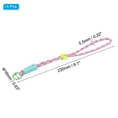 4Pcs Paracord Lanyard Keychain with Spring Ring, Wavy Design, Multicolored