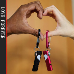 Heart-Engraved Aluminum Emergency Whistles for Her/Him, a Pair of Custom-Initial