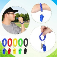 SHENLIU 50 Pcs Sport Whistle with Bracelet, Multicolor Loud Clear Plastic