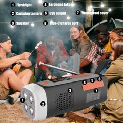 Portable 4500mah Power Bank Solar Flashlight Emergency NOAA AM FM SW Weather