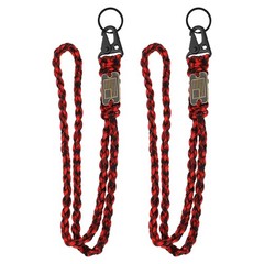 2Pcs Paracord Lanyard, Strong Lanyard with USA Flag, Red Black Camouflage