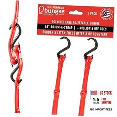 Adjustable Bungee Cords 48″ 2-Pack, Heavy Duty Rubber-Free Polyurethane Red