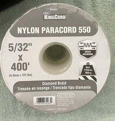 5/32″x400′ White Nylon Paracord 550, King Cord, Diamond Braid, 110lbs Max