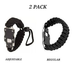 2 Pack Black Paracord Tactical Bracelet Survival Gear EDC Tactical Gift US