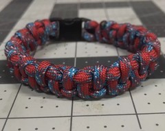 Paracord Bracelet Red White Blue Cord With Black Buckle