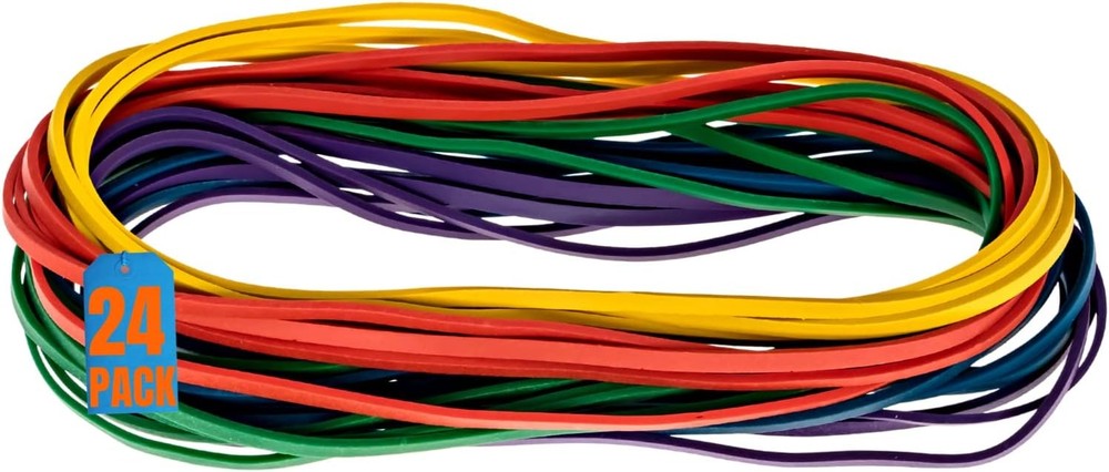 1InTheOffice Large Big Rubber Bands, 24/Pack 24 Assorted