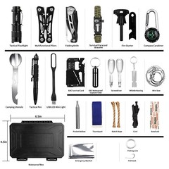 60 In 1 Multifunction Survival Kit Outdoor Emergency Camping Hiking Tool Kit