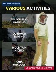 HENNCHEE Mosquito Suits for Adult, Mesh Net Bug Hooded Jacket Pant, Outdoor Full