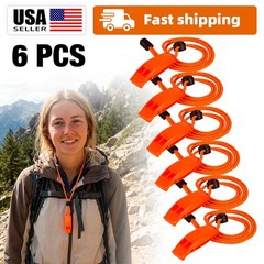 6PCS Orange Emergency Whistle High Decibel Outdoor Survival Rescue Tool