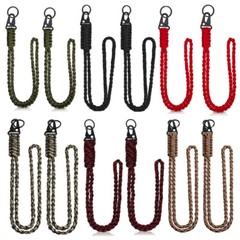 2Pcs Heavy Duty Paracord Lanyard Necklace Whistles Strap Braided 550 Keychain