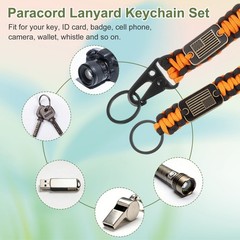 Paracord Keychain Carabiners Clip, 2Pcs& 19.7/6″ & Orange and Black