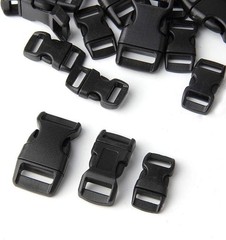 5/8, 1/2, and 3/8 inch(20 Each) Black Plastic Contoured Side Release Buckles for