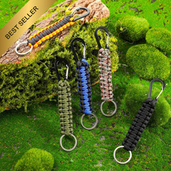 Fumete 20 Pcs Paracord Keychain Military Braided Strap Clips Camping Hooks Tool