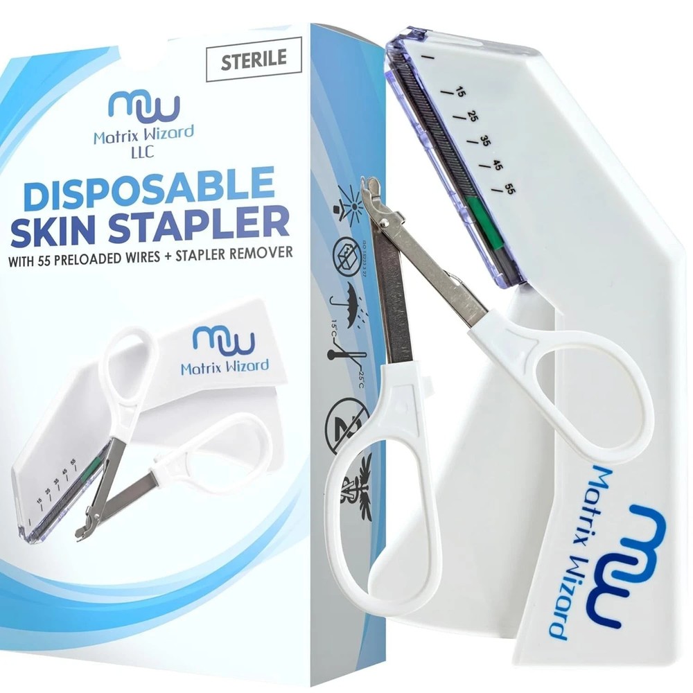 Disposable Skin Stapler (Suture Thread Alternative) with 55 Preloaded White